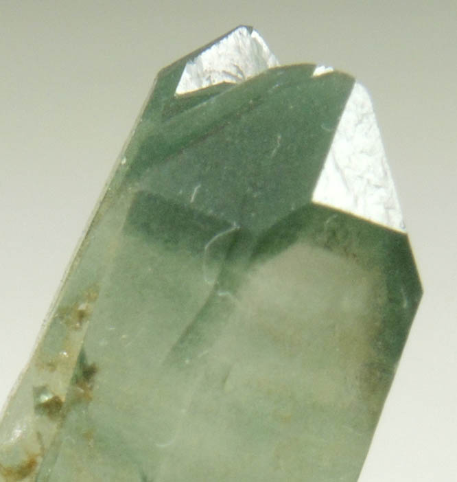 Quartz with green phantom-growth inclusions from one-time find at construction site, Cundinamarca Department, Colombia