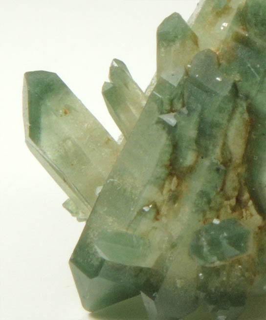 Quartz with green phantom-growth inclusions from one-time find at construction site, Cundinamarca Department, Colombia