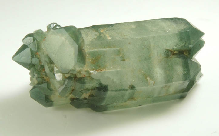 Quartz with green phantom-growth inclusions from one-time find at construction site, Cundinamarca Department, Colombia