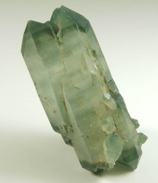 Quartz with green phantom-growth inclusions from one-time find at construction site, Cundinamarca Department, Colombia