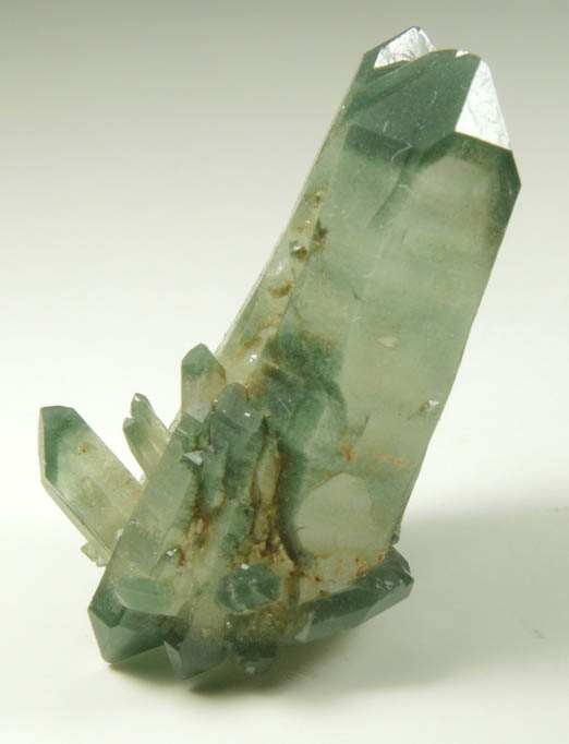 Quartz with green phantom-growth inclusions from one-time find at construction site, Cundinamarca Department, Colombia