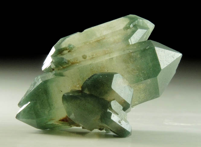 Quartz with green phantom-growth inclusions from one-time find at construction site, Cundinamarca Department, Colombia