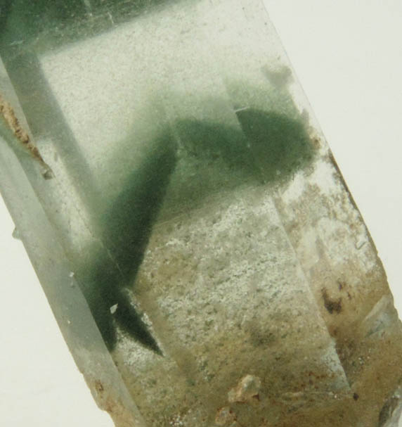 Quartz with green phantom-growth inclusions from one-time find at construction site, Cundinamarca Department, Colombia