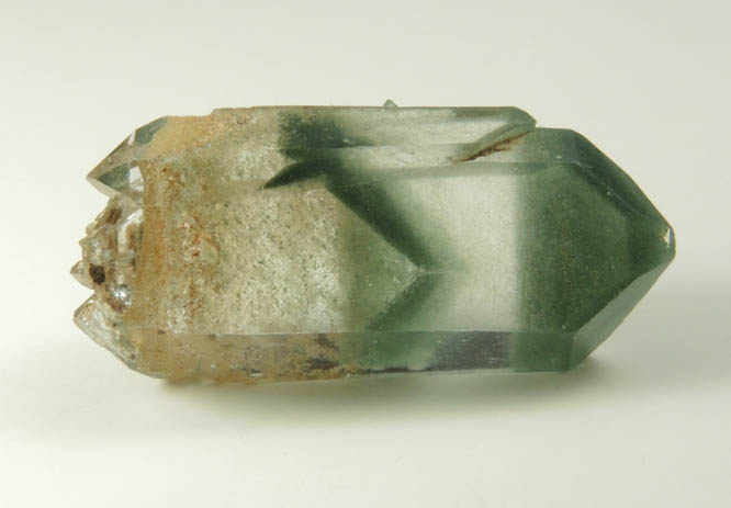 Quartz with green phantom-growth inclusions from one-time find at construction site, Cundinamarca Department, Colombia