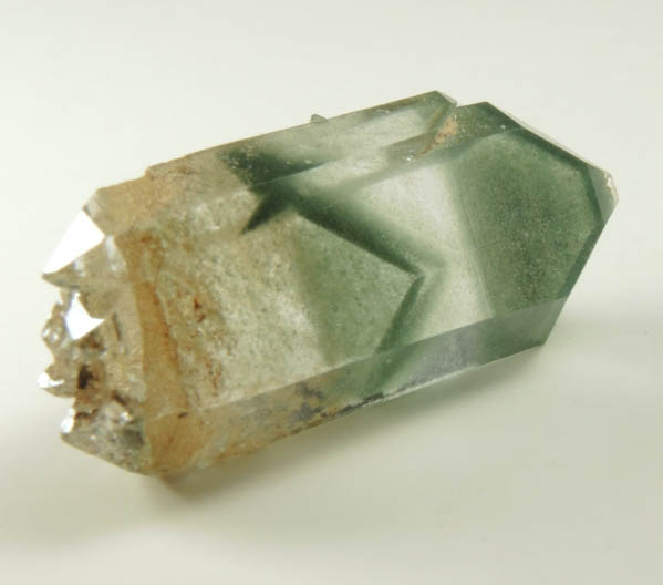 Quartz with green phantom-growth inclusions from one-time find at construction site, Cundinamarca Department, Colombia