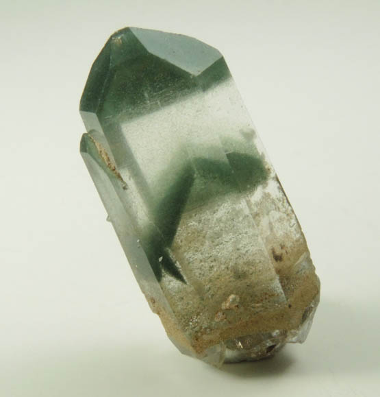 Quartz with green phantom-growth inclusions from one-time find at construction site, Cundinamarca Department, Colombia