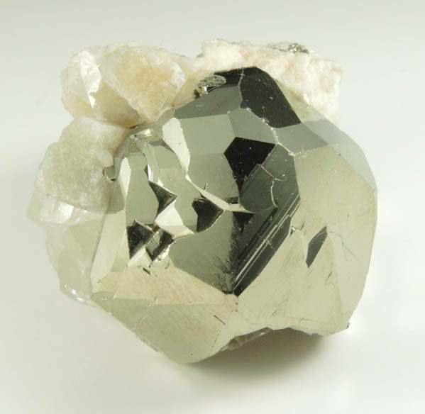 Pyrite on Calcite from Chivor Mine, Guavió-Guateque District, Boyacá Department, Colombia