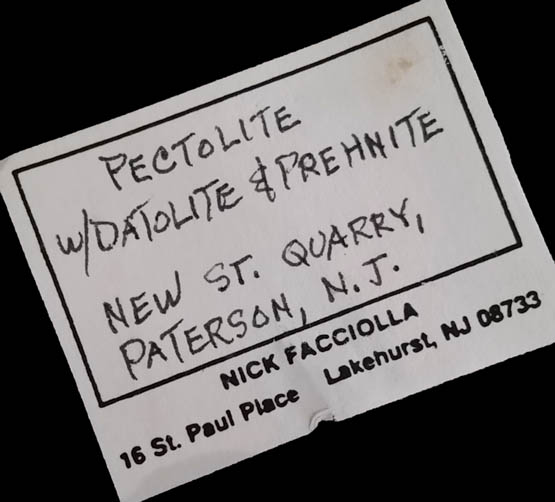Pectolite, Prehnite, Datolite from Upper New Street Quarry, Paterson, Passaic County, New Jersey