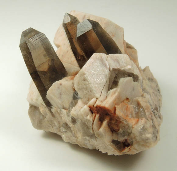 Quartz var. Smoky Quartz on Microcline from Lake George District, Park County, Colorado