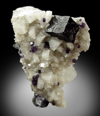 Fluorite on Calcite from Elmwood Mine, Carthage, Smith County, Tennessee
