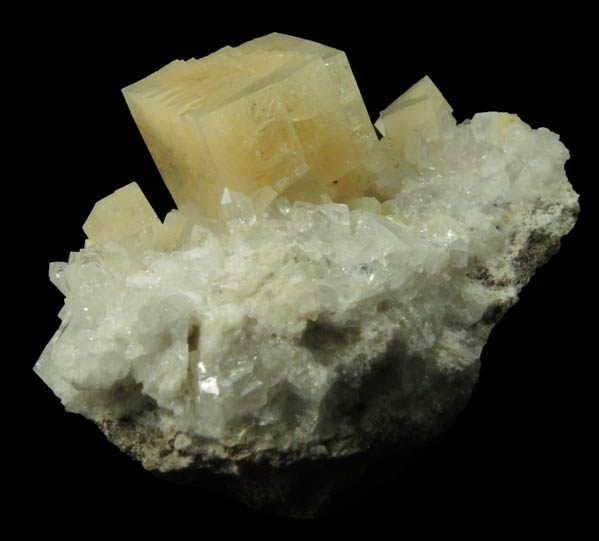 Chabazite on Quartz with minor Prehnite from Upper New Street Quarry, Paterson, Passaic County, New Jersey