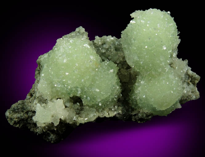 Apophyllite over Prehnite from Millington Quarry, Bernards Township, Somerset County, New Jersey