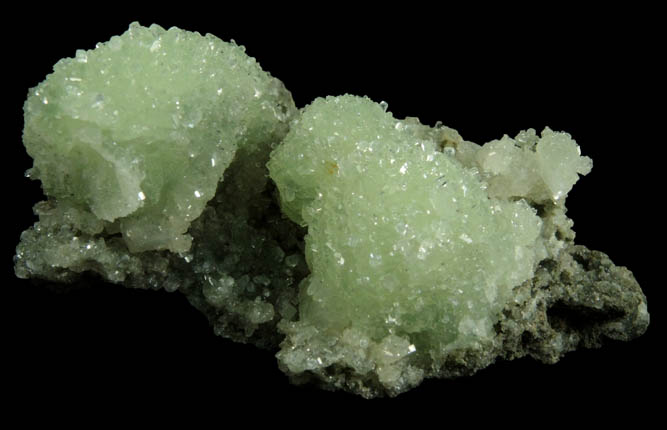 Apophyllite over Prehnite from Millington Quarry, Bernards Township, Somerset County, New Jersey