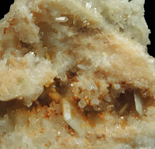 Fluorapatite (Hebron-habit crystals) with Cookeite on Quartz from Mount Rubellite, Hebron, Oxford County, Maine (Type Locality for Cookeite)