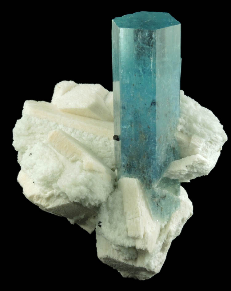 Beryl var. Aquamarine on Microcline from Erongo Mountains, 20 km north of Usakos, Damaraland, Namibia