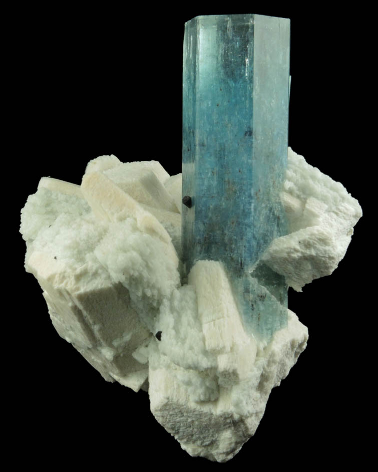 Beryl var. Aquamarine on Microcline from Erongo Mountains, 20 km north of Usakos, Damaraland, Namibia