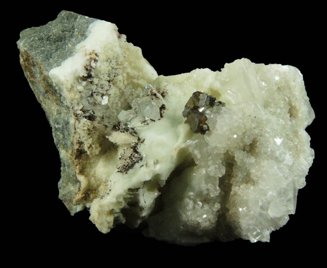 Sphalerite and Apophyllite on Datolite from Millington Quarry, Bernards Township, Somerset County, New Jersey
