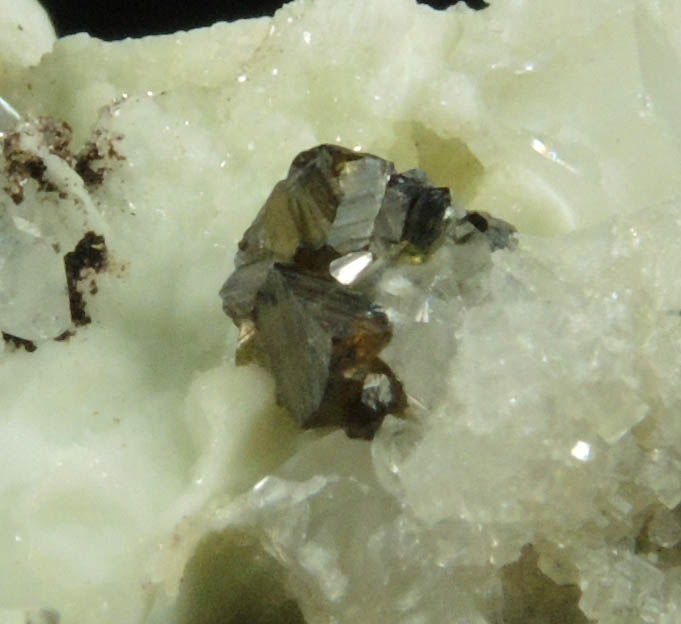 Sphalerite and Apophyllite on Datolite from Millington Quarry, Bernards Township, Somerset County, New Jersey