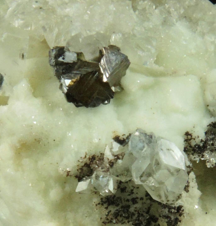 Sphalerite and Apophyllite on Datolite from Millington Quarry, Bernards Township, Somerset County, New Jersey