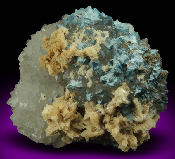 Plancheite and Calcite on Quartz from Kaokoveld, Kunene Region, Namibia