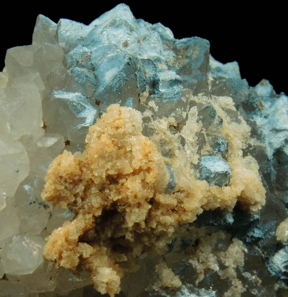 Plancheite and Calcite on Quartz from Kaokoveld, Kunene Region, Namibia