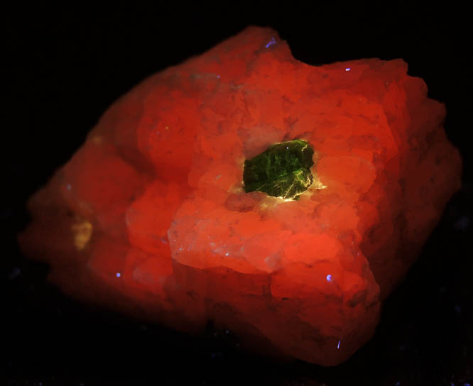 Willemite in Calcite with minor Franklinite from Sterling Mine, Ogdensburg, Sterling Hill, Sussex County, New Jersey (Type Locality for Franklinite)