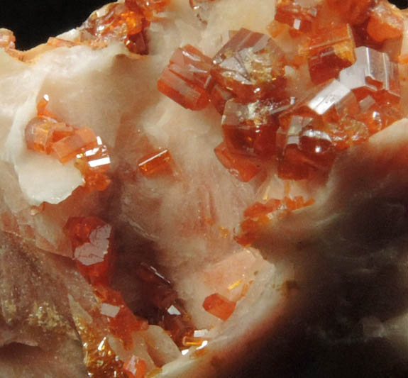 Vanadinite on Barite from Mibladen, Haute Moulouya Basin, Zeida-Aouli-Mibladen belt, Midelt Province, Morocco