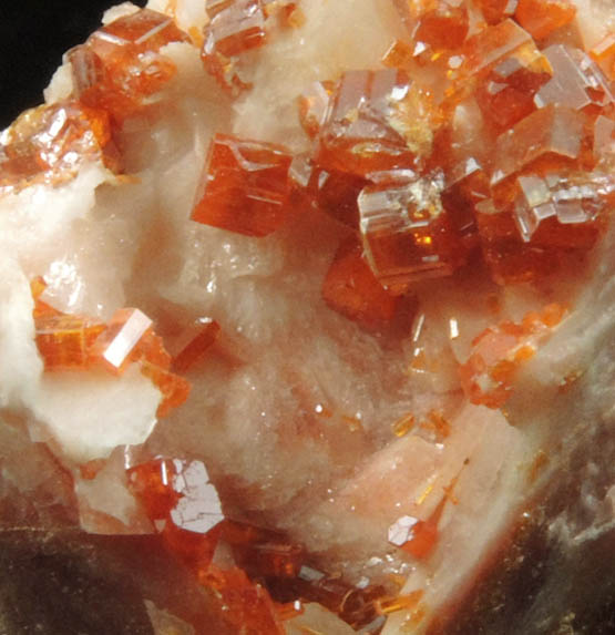 Vanadinite on Barite from Mibladen, Haute Moulouya Basin, Zeida-Aouli-Mibladen belt, Midelt Province, Morocco