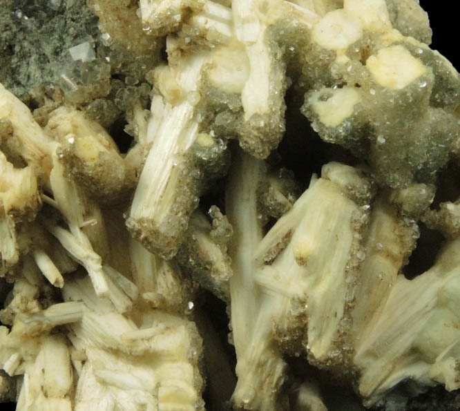 Natrolite with Apophyllite overgrowth on Calcite from Millington Quarry, Bernards Township, Somerset County, New Jersey