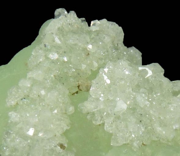 Apophyllite on Prehnite from Millington Quarry, Bernards Township, Somerset County, New Jersey