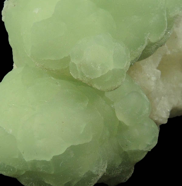 Prehnite on Datolite with pseudomorphic molds after Calcite from Millington Quarry, Bernards Township, Somerset County, New Jersey