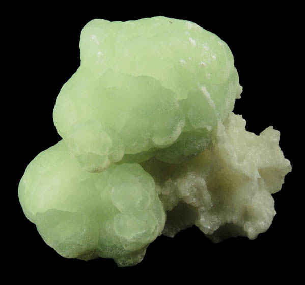 Prehnite on Datolite with pseudomorphic molds after Calcite from Millington Quarry, Bernards Township, Somerset County, New Jersey