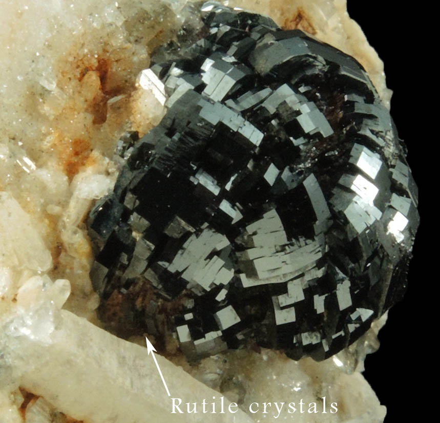 Ilmenite with minor Rutile on Quartz from Tormiq area, northwest of Skardu, Haramosh Mountains, Baltistan, Gilgit-Baltistan, Pakistan