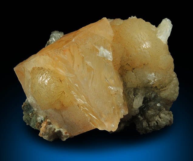 Calcite over Stilbite from Chimney Rock Quarry, Bound Brook, Somerset County, New Jersey