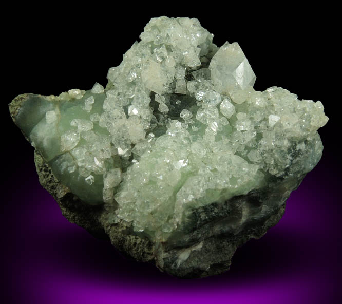 Apophyllite on Prehnite from O and G Industries Southbury Quarry, Southbury, New Haven County, Connecticut