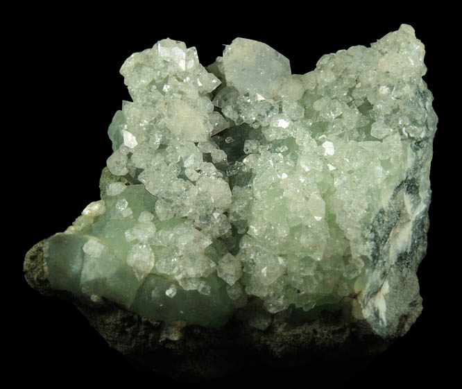 Apophyllite on Prehnite from O and G Industries Southbury Quarry, Southbury, New Haven County, Connecticut