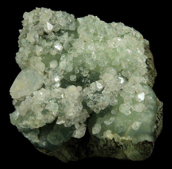 Apophyllite on Prehnite from O and G Industries Southbury Quarry, Southbury, New Haven County, Connecticut