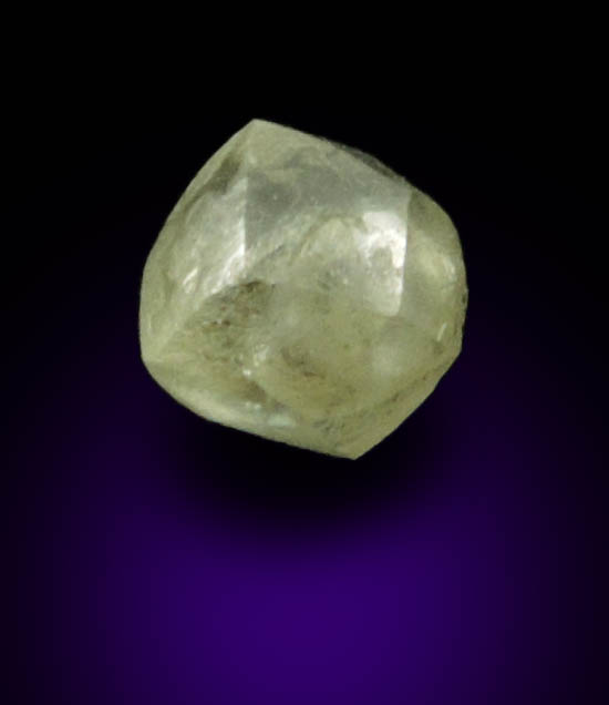Diamond (0.54 carat yellow dodecahedral rough diamond) from Northern Cape Province, South Africa