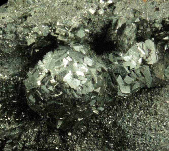Pyrite on Marcasite from Rensselaer Quarry, Pleasant Ridge, 6 km east of Rensselaer, Jasper County, Indiana
