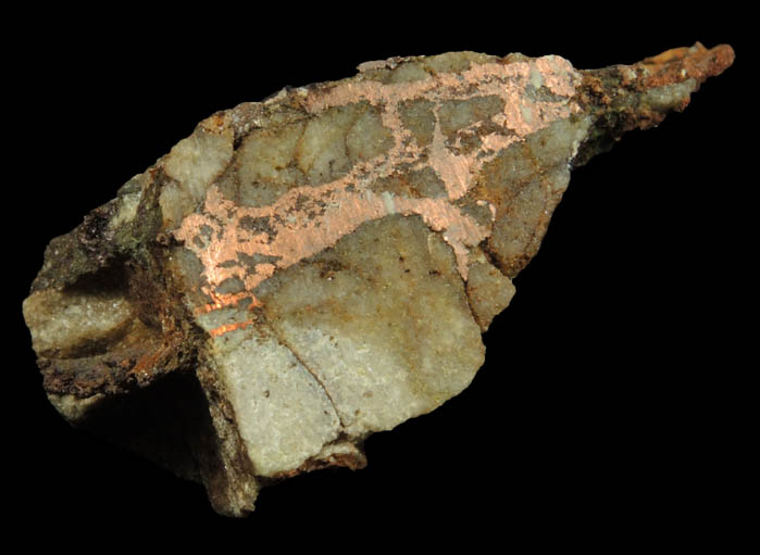 Copper veins in breccia from Globe-Miami District, Gila County, Arizona