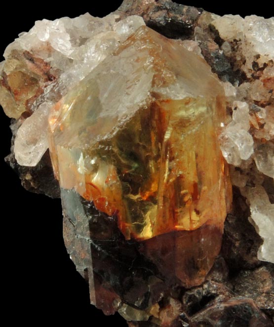 Fluorapatite in Quartz with Hematite from Cerro de Mercado, Durango, Mexico