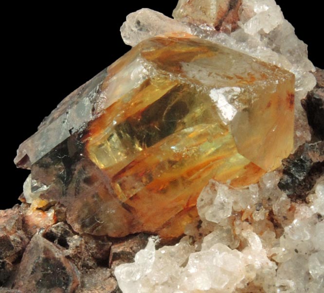 Fluorapatite in Quartz with Hematite from Cerro de Mercado, Durango, Mexico