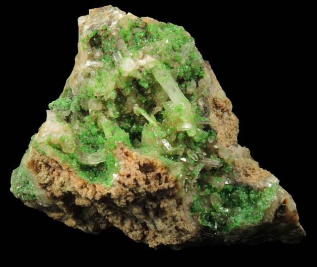 Smithsonite var. Cuprian Smithsonite on Quartz from Lavrion (Laurium) Mining District, Attica Peninsula, Greece