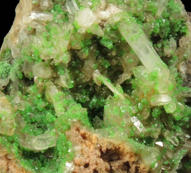 Smithsonite var. Cuprian Smithsonite on Quartz from Lavrion (Laurium) Mining District, Attica Peninsula, Greece