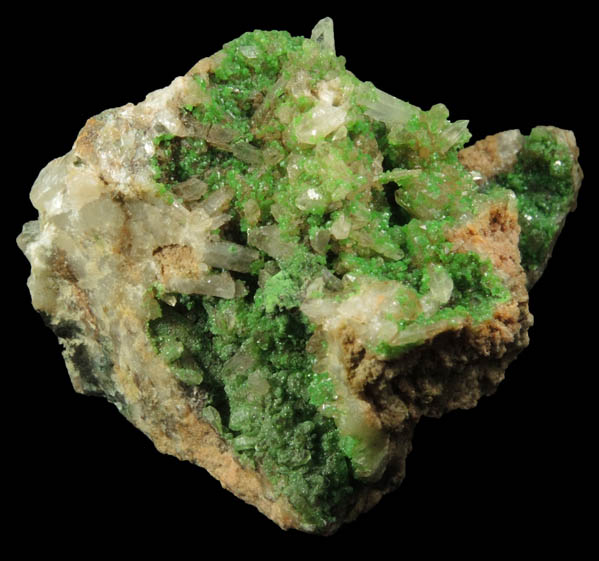 Smithsonite var. Cuprian Smithsonite on Quartz from Lavrion (Laurium) Mining District, Attica Peninsula, Greece