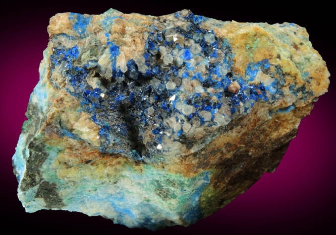 Linarite on Quartz from Sunshine Adit, Blanchard Mine, Hansonburg District, 8.5 km south of Bingham, Socorro County, New Mexico