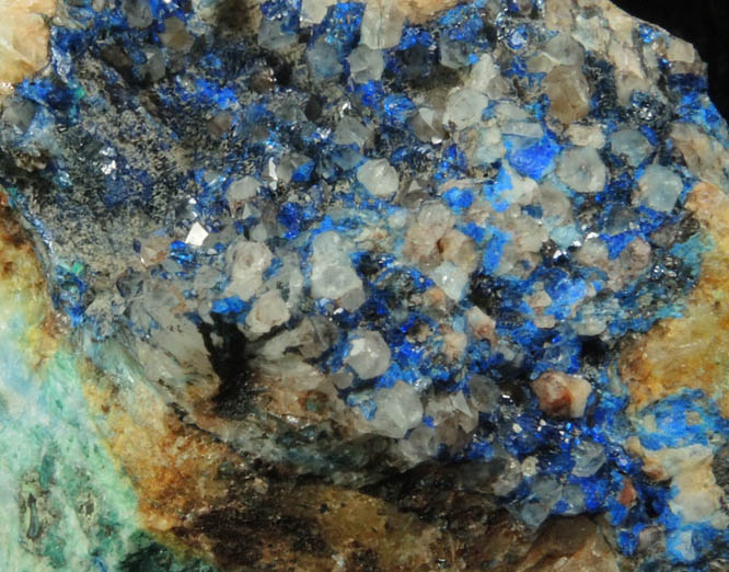 Linarite on Quartz from Sunshine Adit, Blanchard Mine, Hansonburg District, 8.5 km south of Bingham, Socorro County, New Mexico