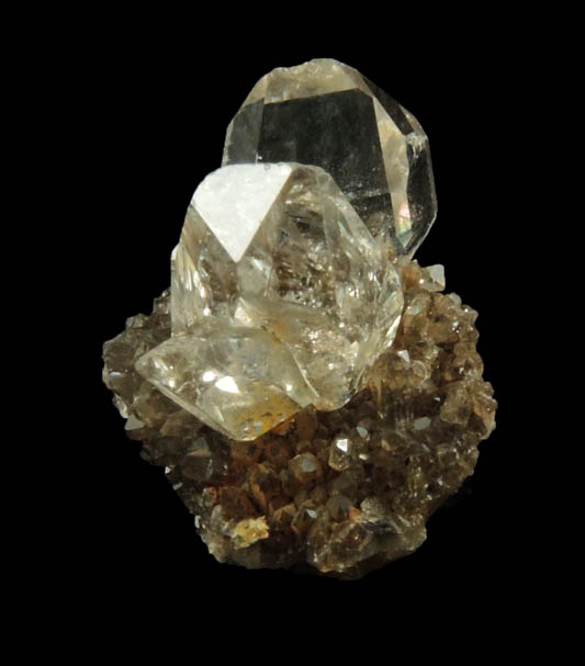 Quartz var. Herkimer Diamonds on drusy Herkimer Diamonds from Middleville, Herkimer County, New York