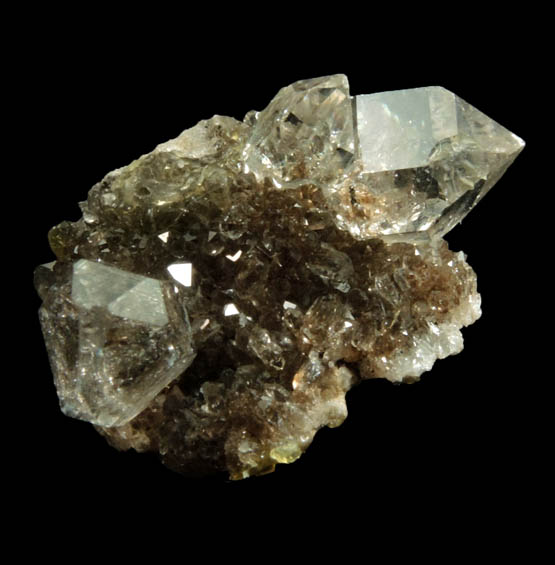 Quartz var. Herkimer Diamonds on drusy Herkimer Diamonds from Middleville, Herkimer County, New York