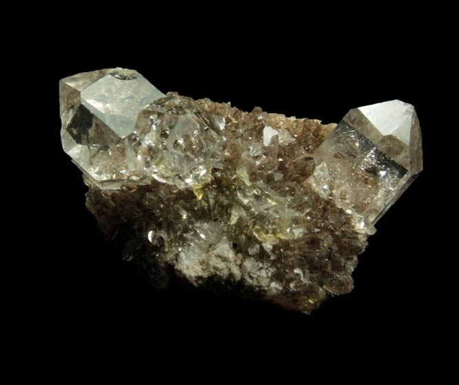 Quartz var. Herkimer Diamonds on drusy Herkimer Diamonds from Middleville, Herkimer County, New York